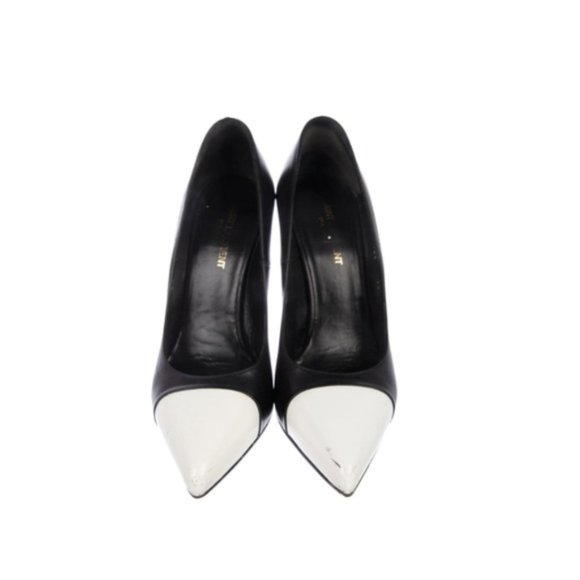 Saint Laurent Leather Pointed-Toe Pumps - Picture 2 of 4